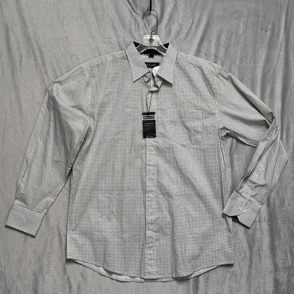 Bogari Shirt Mens Medium Floral Geometric Button‎ Up Long Sleeve Casual